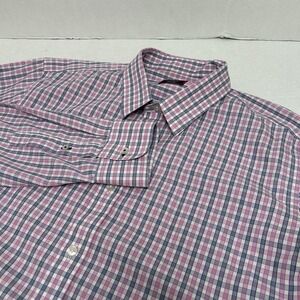 UNTUCKit Dolcetto Wrinkle Free Pink‎ & Blue Plaid Cotton Shirt Slim Fit Size XL